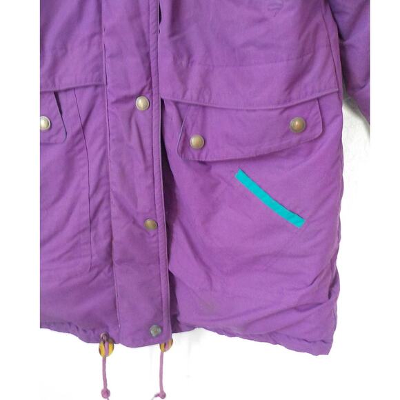 VTG London Fog Purple Teal Down Puffer Women size Large Jacket Coat Mid Length - Picture 3 of 14